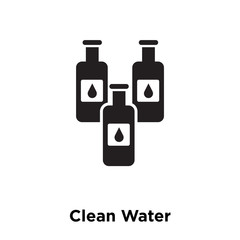 clean water icon vector isolated on white background, logo concept of clean water sign on transparent background, black filled symbol icon