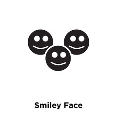 smiley face icon vector isolated on white background, logo concept of smiley face sign on transparent background, black filled symbol icon
