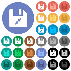 Compress file round flat multi colored icons