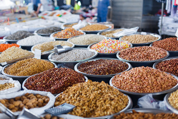 nuts counter market in turkey. different nuts for sale