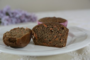 Gluten free banana muffins on a plate