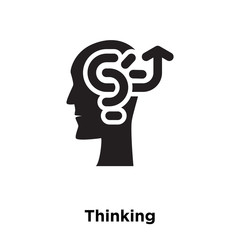 thinking icon vector isolated on white background, logo concept of thinking sign on transparent background, black filled symbol icon