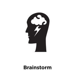 brainstorm icon vector isolated on white background, logo concept of brainstorm sign on transparent background, black filled symbol icon