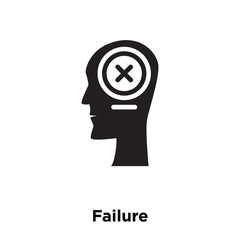 failure icon vector isolated on white background, logo concept of failure sign on transparent background, black filled symbol icon