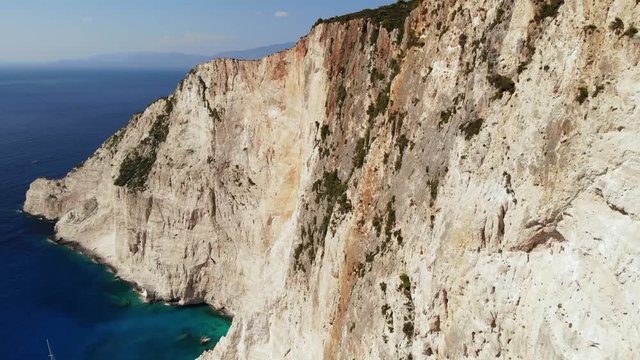 Shipwreck Beach also known as Navagio Beach or Shipwreck Cove, located in Zante, Zakynthos island in Greece. Drone footage is from DJI Mavic Air shot during the day and golden hour and sunset.
