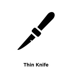 thin knife icon vector isolated on white background, logo concept of thin knife sign on transparent background, black filled symbol icon