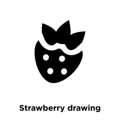 strawberry drawing icon vector isolated on white background, logo concept of strawberry drawing sign on transparent background, black filled symbol icon