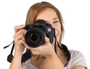 Young Female Photographer - Isolated
