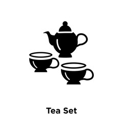 tea set icon vector isolated on white background, logo concept of tea set sign on transparent background, black filled symbol icon