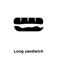 long sandwich icon vector isolated on white background, logo concept of long sandwich sign on transparent background, black filled symbol icon
