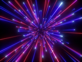 Fototapeta na wymiar 3d render, big bang, galaxy, abstract cosmic background, celestial, beauty of universe, speed of light, fireworks, neon glow, stars, cosmos, ultraviolet infrared light, outer space