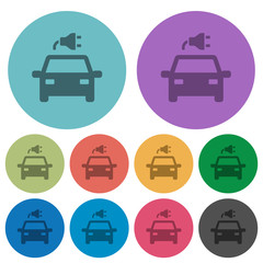 Electric car with connector color darker flat icons