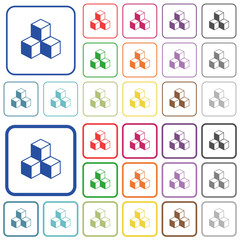 Cubes outlined flat color icons