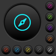 Simple compass dark push buttons with color icons