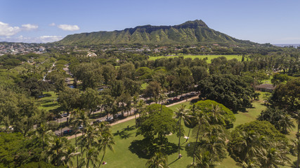 Fototapeta na wymiar Aerial view of Diamond Head in Hawaii