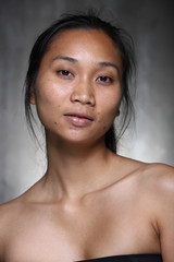 Fototapeta na wymiar Asian Woman before make up hair style. no retouch, fresh face