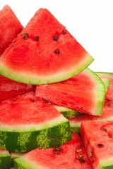 Close-Up of Pieces of Watermelon Isolated on White