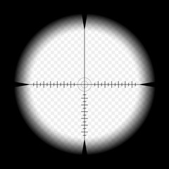 Sniper scope template, with measurement marks on isolated background. View through the sight of a hunting rifle. The concept of aiming, the search for the main goal.