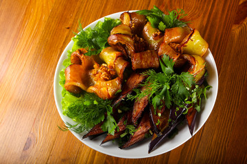 Baked eggplant and pepper