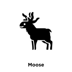 moose icon vector isolated on white background, logo concept of moose sign on transparent background, black filled symbol icon