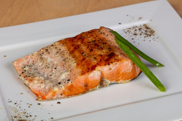 Roasted salmon steak