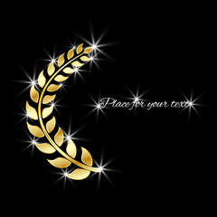 Vector Golden Laurel wreath with a glare. The concept is a symbol of victory award of success. Design element with highlights with space for text.