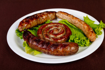 Grilled sausages plate