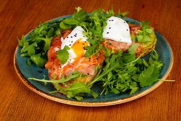 Bruschetta with salmon and egg