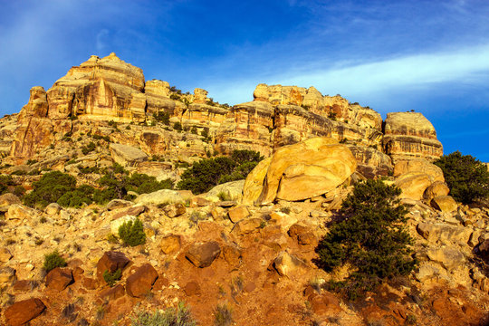 Majestic rock wall at Colorado National Monument near the towns of Grand Junction and Fruita