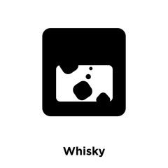 whisky icon vector isolated on white background, logo concept of whisky sign on transparent background, black filled symbol icon