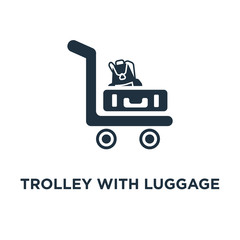 trolley with luggage icon