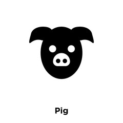 pig icon vector isolated on white background, logo concept of pig sign on transparent background, black filled symbol icon