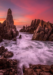long exposure seascape with rocks