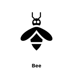 bee icon vector isolated on white background, logo concept of bee sign on transparent background, black filled symbol icon