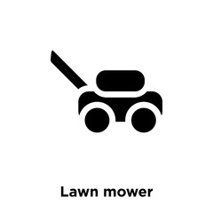 lawn mower icon vector isolated on white background, logo concept of lawn mower sign on transparent background, black filled symbol icon