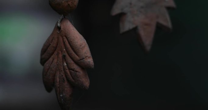 Earthen Wind Chimes in motion in Kumbharwada in Pune, Maharashtra, India.