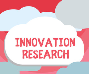 Handwriting text writing Innovation Research. Concept meaning Existing Products Services come into New Being.