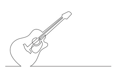 continuous line drawing of western steel strings acoustic guitar with cutaway