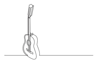 continuous line drawing of classical acoustic guitar