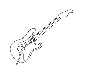 continuous line drawing of electric guitar with three single coil pickups and tremolo