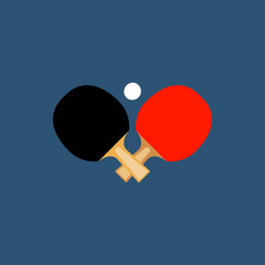 Table tennis rackets and a ball sports match symbol, vector
