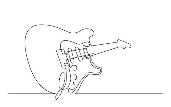 continuous line drawing of electric guitar with three single coil pickups