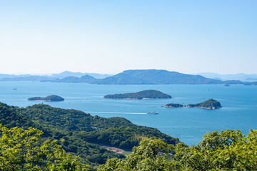 Landscape of islands on the Seto Inland Sea,Takamatsu city,Shikoku,Japan