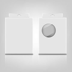 White paper packaging box with reflect on gray background
