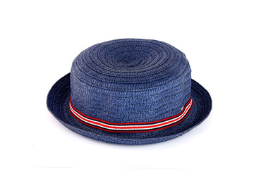 Blue Hat Vintage Style Put on white floor