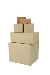 Boxes in different sizes stacked boxes isolated on white background