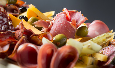 alimento, picadas, fiambres, cesinas, cerdo ahumado, cena, fruta, delicioso, jitomate, verduras, queso, fresco, salubre, huevos, comida, rica close-up, picadas, almuerzo, cerveza, apetitoso, comedor ,