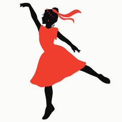 Beautiful dancing girl, young ballerina in a bright dress