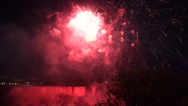 This is the Firework show at nigth at Niagara Falls.
