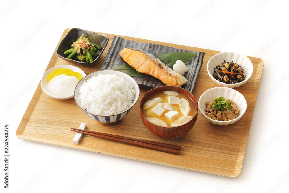 Sticker 日本のごはん　japanese foods(typical japanese breakfast)　　